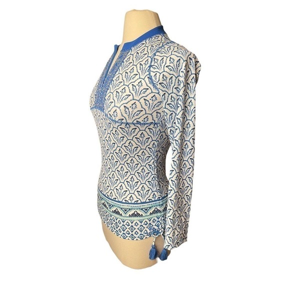 CABANA LIFE Girl’s Size 12 Embroidered Ruched Rashguard Swim Top UPF 50+ - Picture 3 of 7